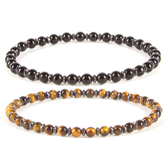 Cherry Tree Collection - Small, Medium, Large Sizes - Gemstone Beaded Bracelets For Women and Men - 4mm Round Beads (Protection Set - Medium)
