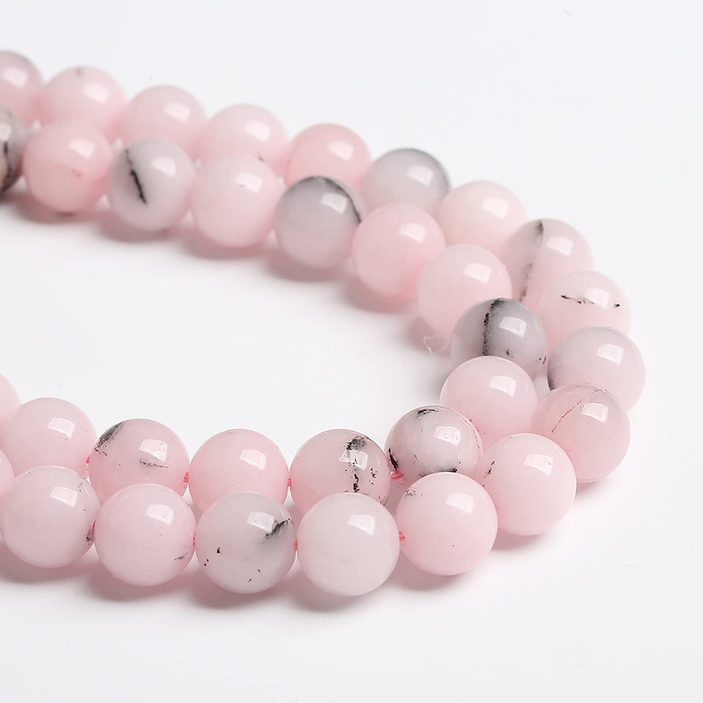 12MM 30PCS Natural Stone Pink Opal Jade Chalcedony Beads for Jewelry Making DIY Bracelet 1 Strand
