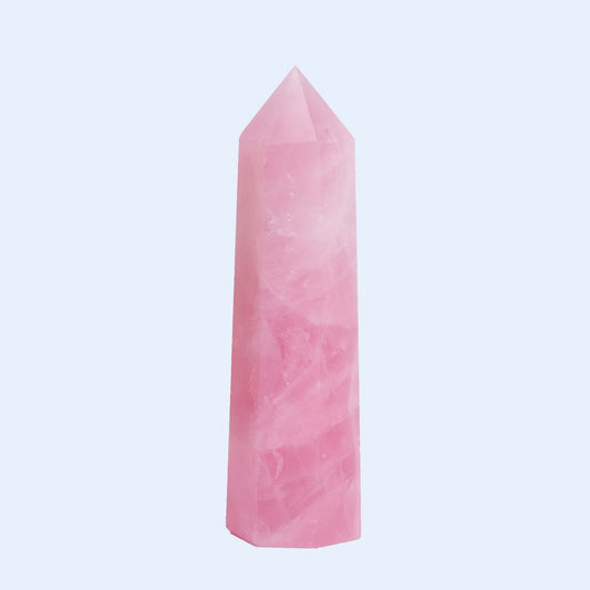 WUYOUSHI 1PCS Rose Quartz Natural Crystal Towers 2.75-3.54" Healing Crystal Wand 6 Faceted Chakra Reiki Meditation Therapy