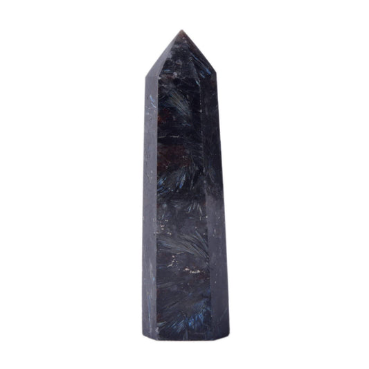 Large Hornblende Gemstone Crystal Hexagonal Pointed Tower Reiki Chakra Faceted Prism Wand Stone Home Decor