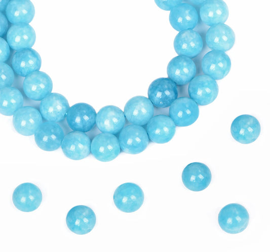 AD Beads Natural Gemstone Round Loose Beads 15" for Bracelet Necklace Earrings Jwelery Making Crafts DIY (10mm, Aquamarine Jade)