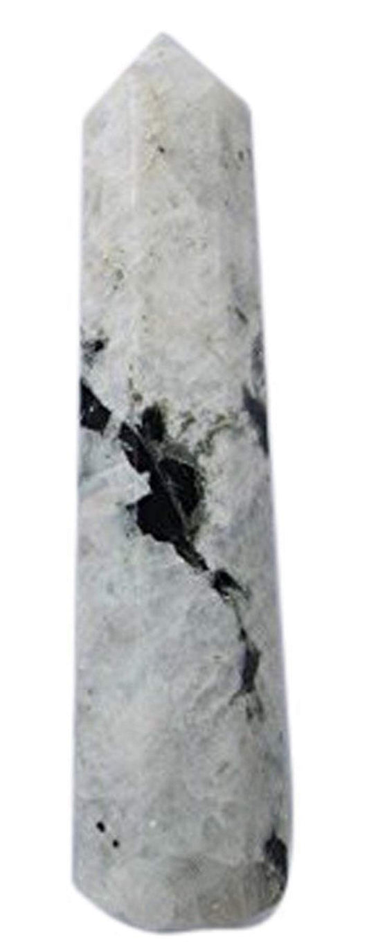 WholesaleGemShop 3 Inch Gemstones RAINBOW MOONSTONE Obelisk Tower Jumbo Facet Aura Rock Crystal Natural Polished Earth Wand Spirit