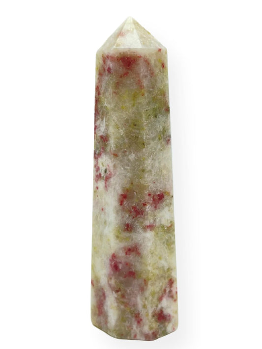 WholesaleGemShop 3 Inch (70 mm) Gemstones Cinnabarite Obelisk Tower Jumbo Facet Aura Rock Crystal Natural Polished Earth Wand Spirit