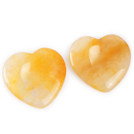 Artistone 1.5 inch Heart Citrine Crystal Worry Stone Hand Carved Healing Crystal Pocket Palm Stones for Anxiety Stress Relief Meditation Spiritual Protective(Pack of 2)