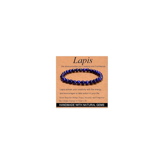CHELYQST Lapis Lazuli Bracelet - Stone of Creativity and Confidence,Stretch Natural Stone Crystal Beads Jewelry Gifts for Women Men Unisex Adult,6mm
