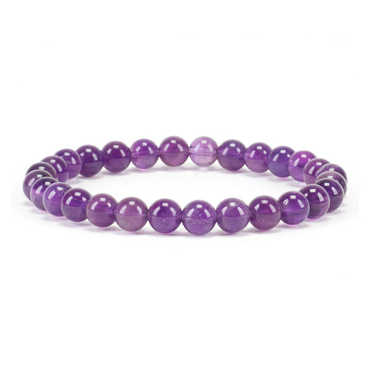 Cherry Tree Collection - Small, Medium, Large Sizes - Gemstone Beaded Bracelets For Women and Men - 6mm Round Beads (Amethyst - Medium)