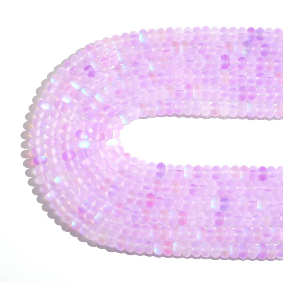 4x6mm Violet Matte Aurora Crystal Glass Beads Loose Rondelle Disc Beads Frosted Moonstone for Jewelry Making