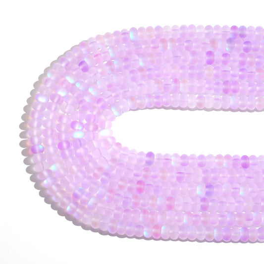 4x6mm Violet Matte Aurora Crystal Glass Beads Loose Rondelle Disc Beads Frosted Moonstone for Jewelry Making