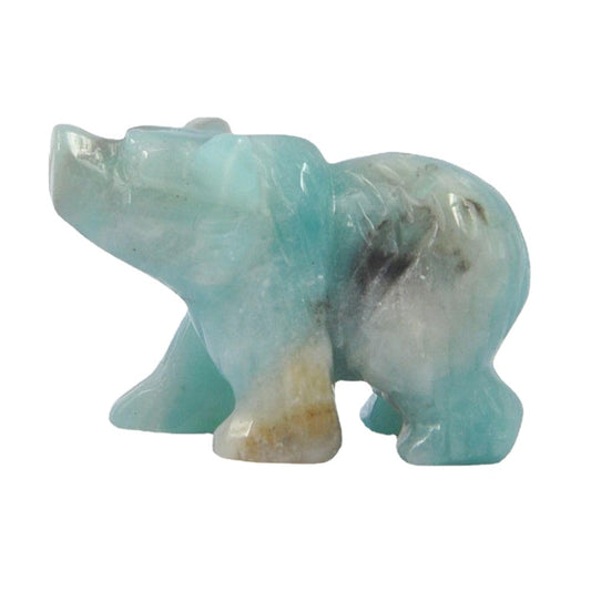 HLbshi Hand Carved Gemstone Crystal Bear Figurine Animal Statue Carving Office Home Decor Collections 2'' (Amazonite)