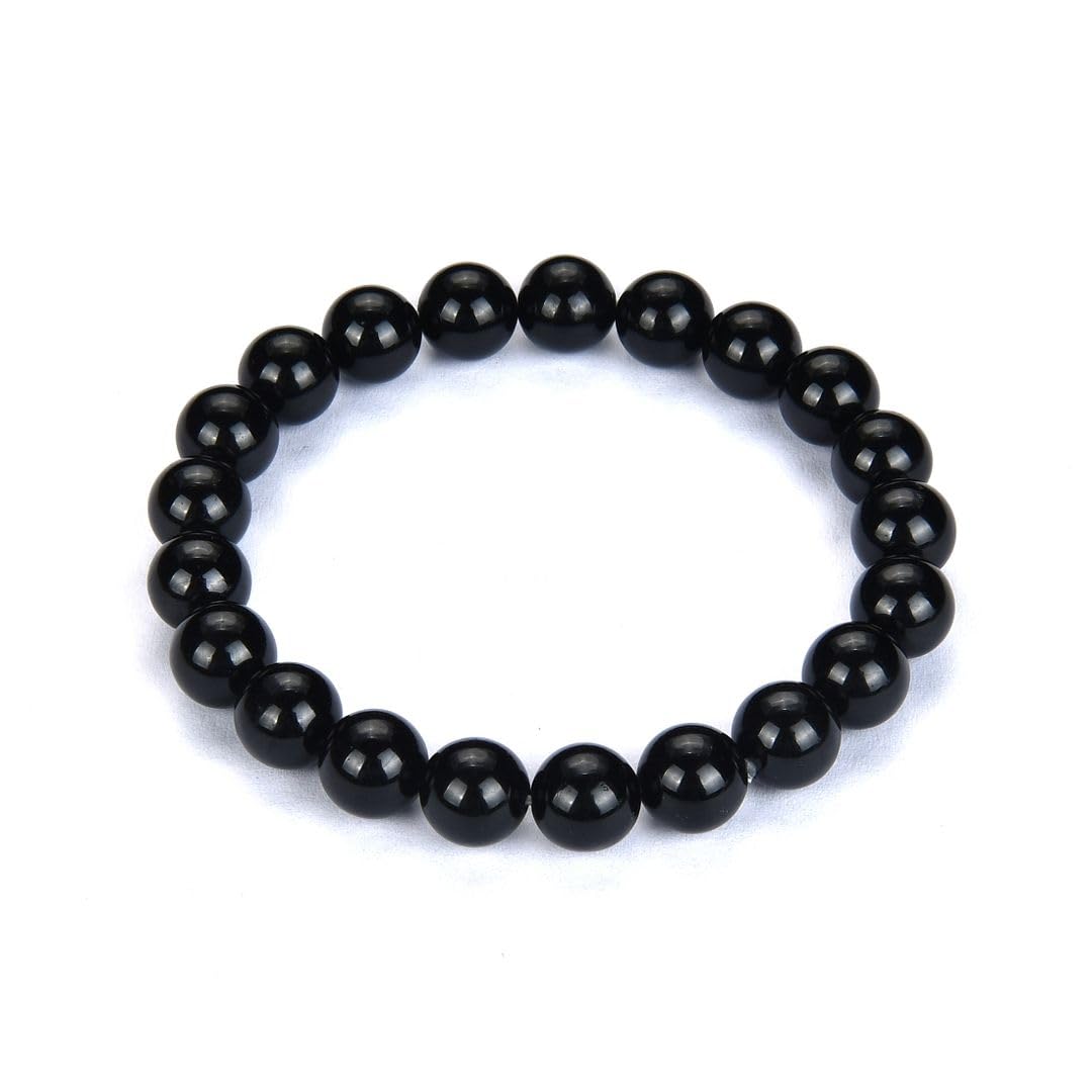 Adabele Real Natural Grade A Black Tourmaline Gemstone Beaded Bracelet 8.5 inch Stretch Chakra Healing Crystal Stone Jewelry Women Mom Gift GB8-D1