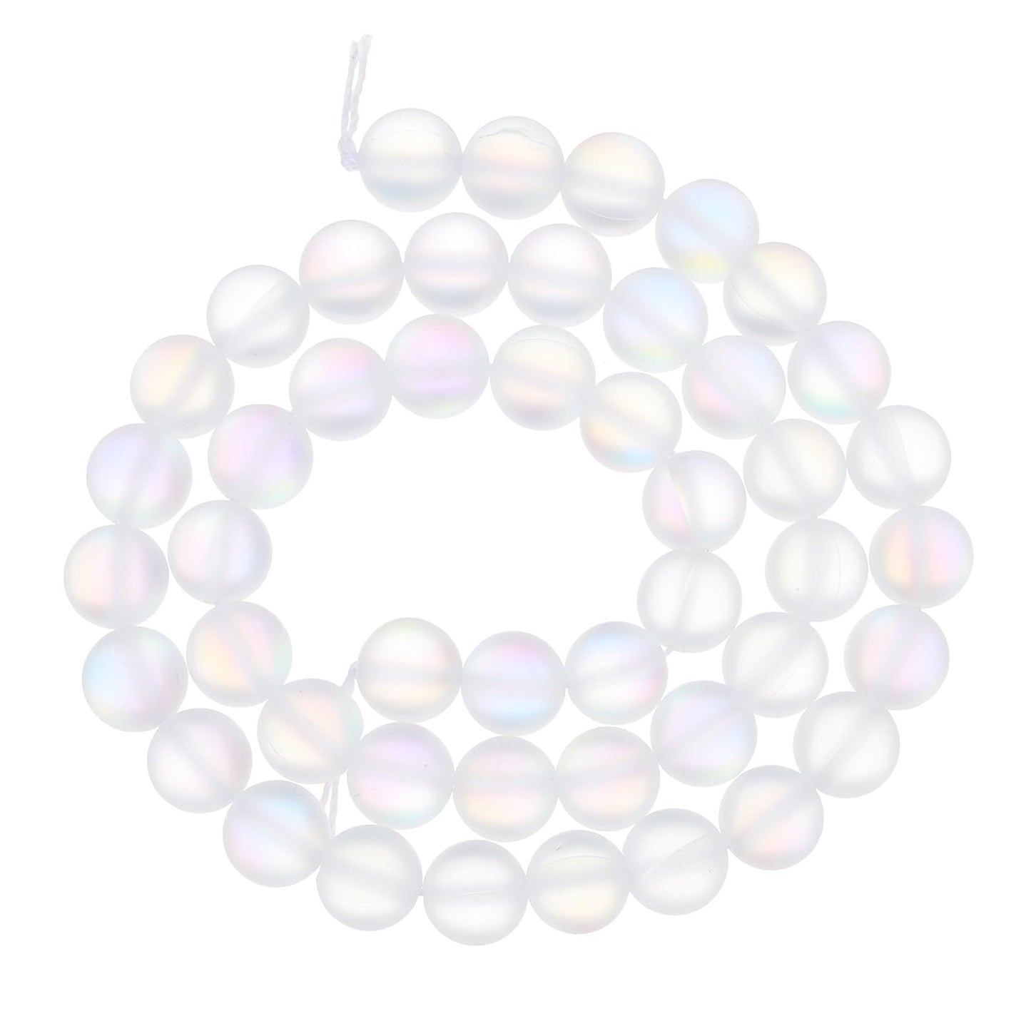 uxcell Matte Crystal Glass Beads 8mm Synthetic Frosted Shining Semi-Precious Round Loose Beads Synthetic Moonstone for Jewelry Making DIY Bracelet, White