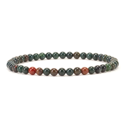 Cherry Tree Collection - Small, Medium, Large Sizes - Gemstone Beaded Bracelets For Women and Men - 4mm Round Beads (Bloodstone, Medium)