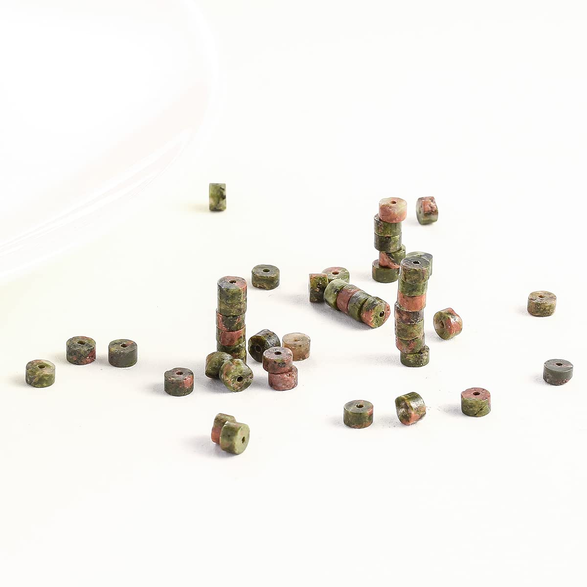Natural Unakite Stone Spacer Beads 4x2mm 38cm/str Flat Round Loose Semi Gemstone Caps for Making Bracelets Necklace