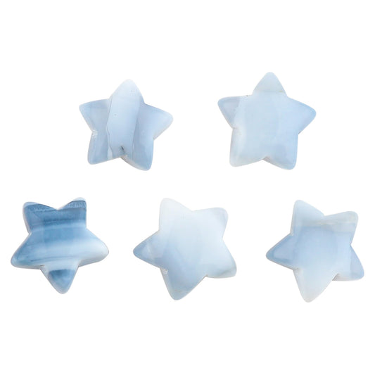 CRYSTALINES 5pcs, Wholesale Natural Blue Opal Gemstones, Bulk Star Shape Stones, Assorted Loose Supply, DIY Craft-Jewelry Making, Chakra Healing Crystals, Gem Collection, 10-14mm