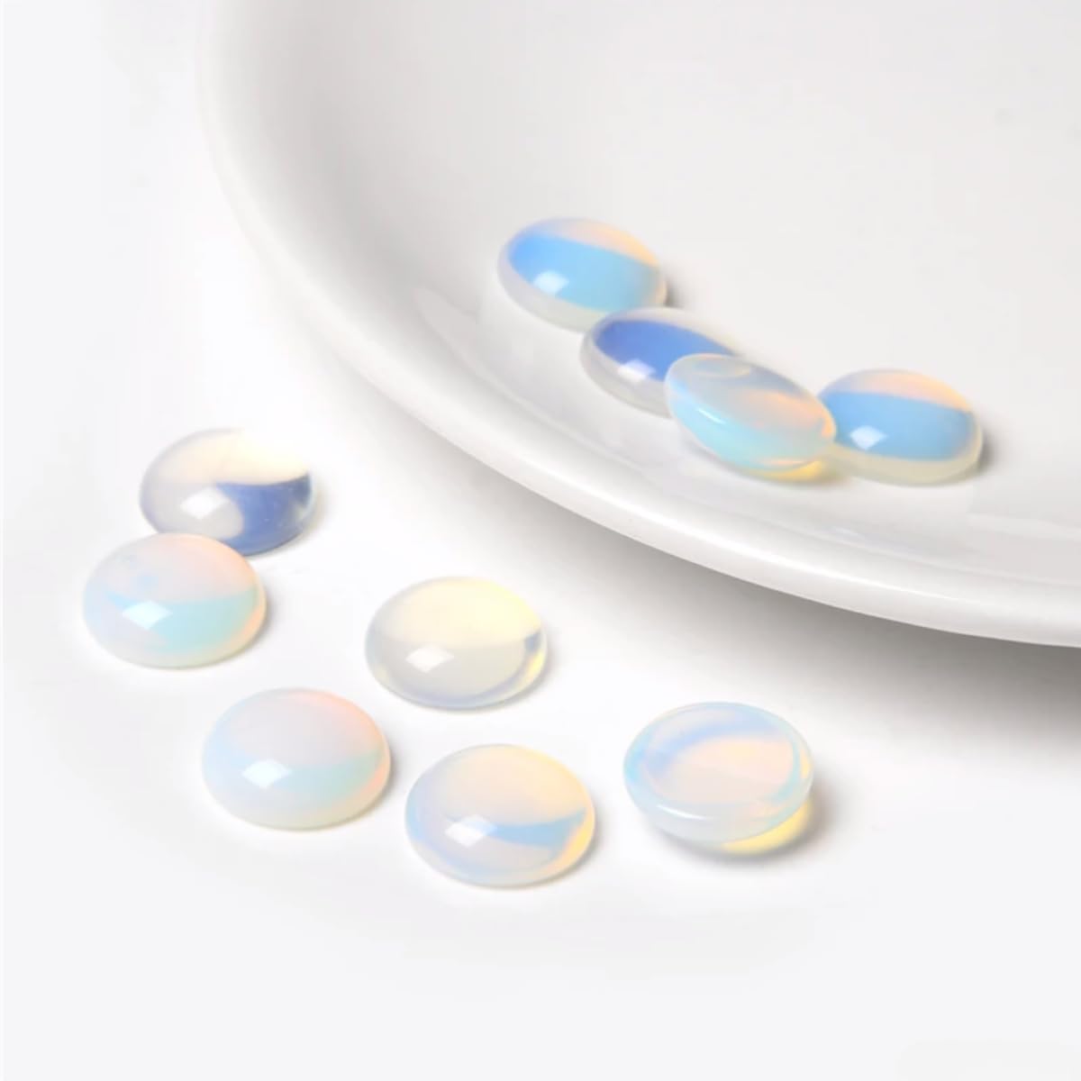 20pcs 6mm Natural Stone No Hole Opal Semicircle Smooth Cabochons Beads Healing Chakra Crystal Stone Bead for Jewelry Making Rings Earrings Necklace Bracelet DIY Crafts