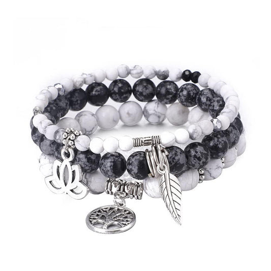 UEUC Tree of Life Yoga Healing Stone Bracelets,Multilayer Lotus Chakra Stone Reiki Bracelet Sets,Anxiety Crystal Natural Stone,for Women Stress Relief(#177)