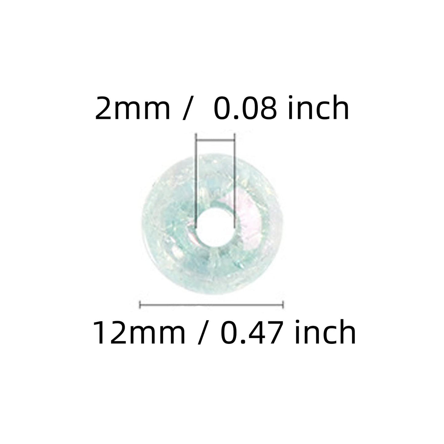 Xeahung 200PCS Colored Acrylic Round Crackle Glass Beads (12mm, 2mm Hole) for Jewelry Making, DIY Art Craft Projects
