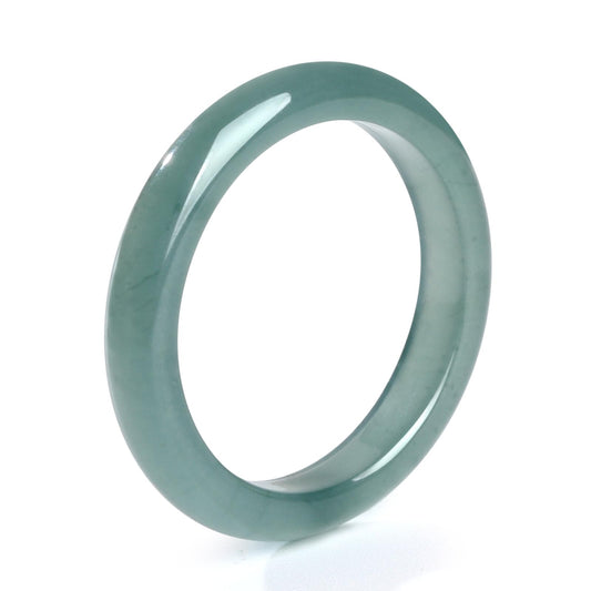 QVFVJA Real Natural Green Jade Band Ring for Women Men Genuine Jadeite Stone Rings Protection for Lovers Couples Mother Wife Birthday Valentine's Day Gifts