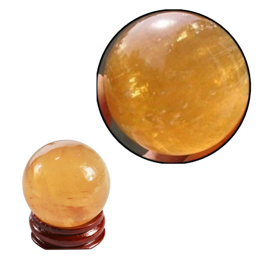 Wixine 1Pcs 40mm Yellow Citrine Quartz Crystal Sphere Ball Healing Gemstone