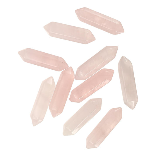 MECCANIXITY 10 Pack Rose Quartz Crystals, Polished Crystals Bulk Hexagonal Shaped Meditation Gemstone for Jewelry Making Energy Balance Accessories Gifts