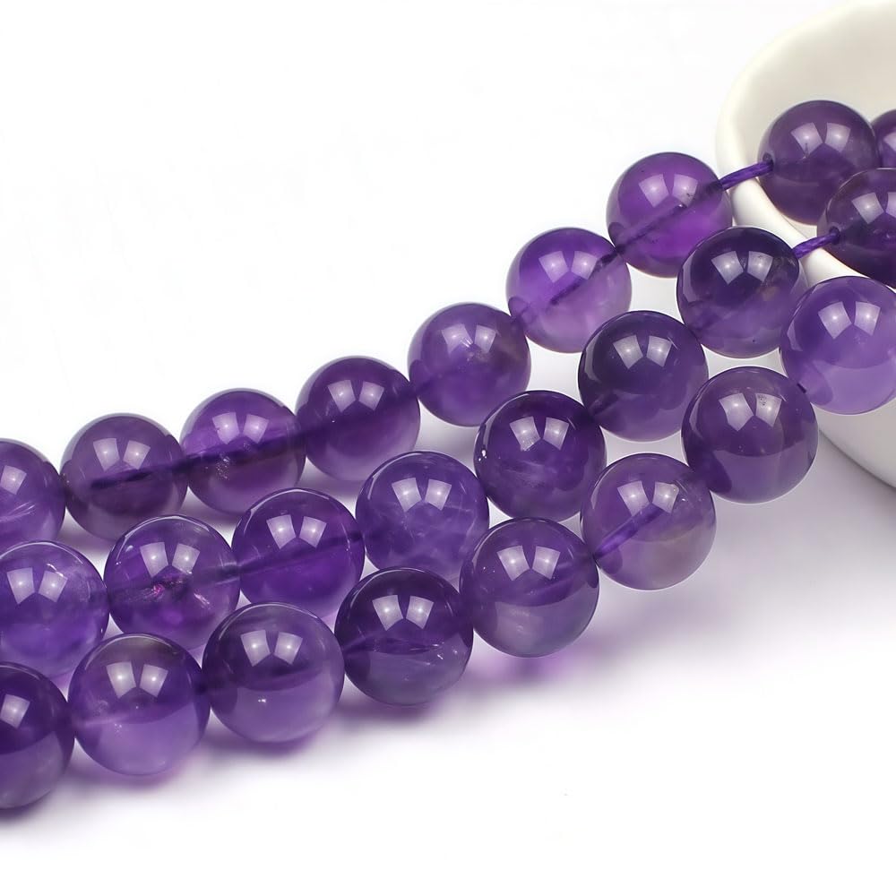 MJDCB 5A Natural South Africa Amethyst Gemstone Round Stone Beads for Jewelry Making DIY Bracelet Necklace (8mm)