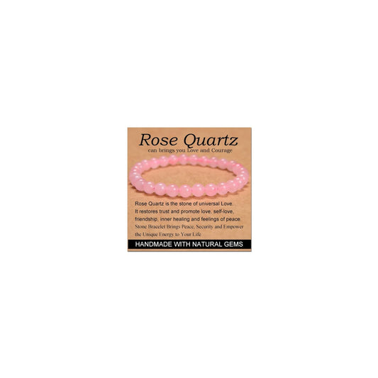 CHELYQST Rose Quartz Bracelet - Stone of Love and Courage,Stretch Natural Stone Crystal Beads Jewelry Gifts for Women Men Unisex Adult,6mm