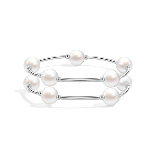 Elegance 11 designs Silver Blessing Bracelet 10mm Crystal White Pearl Bracelet Dainty Thin Tube For Women Simple Bridal Gifts For Friends And Loved