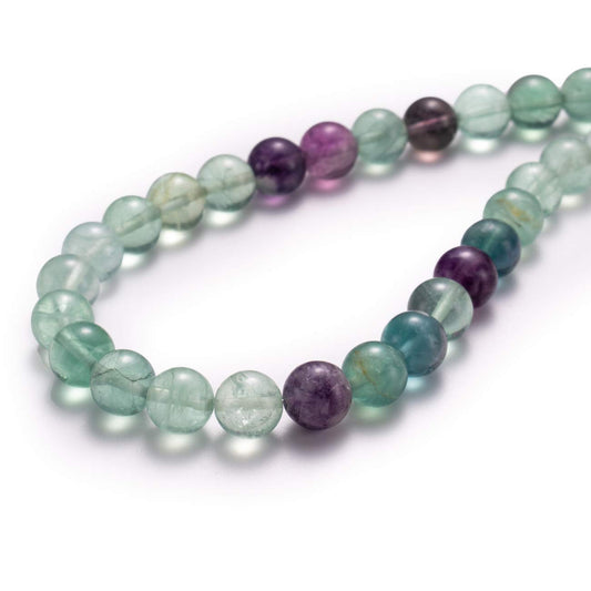 BEADIA Natural Fluorite Stone Round Loose Semi Gemstone Beads for Jewelry Making 6MM 61PCS