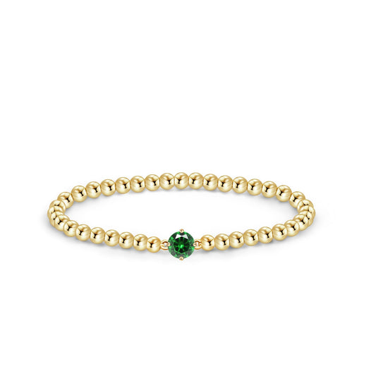 Free bird Gold Birthstone Bracelets for Women May Birthstone Jewelry Birthday Gifts for Women Dainty Gold Beaded Bracelet Gifts for Mom Wife Emerald Green Bracelet Graduation Gifts