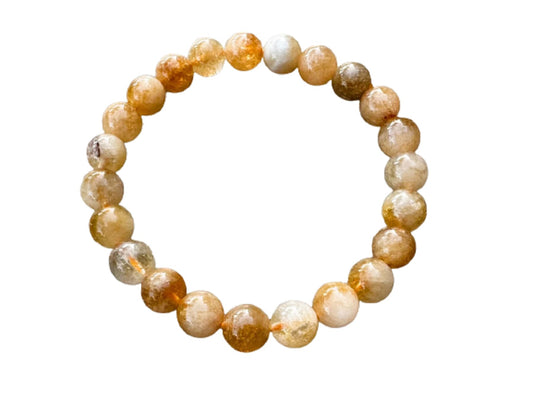GAF TREASURES Citrine With Quartz Crystal Bead Bracelet 8mm, Genuine Citrine With Quartz Stretch Gemstone Bracelet, Healing Crystal Bracelet, Gift for Men & Women (1)