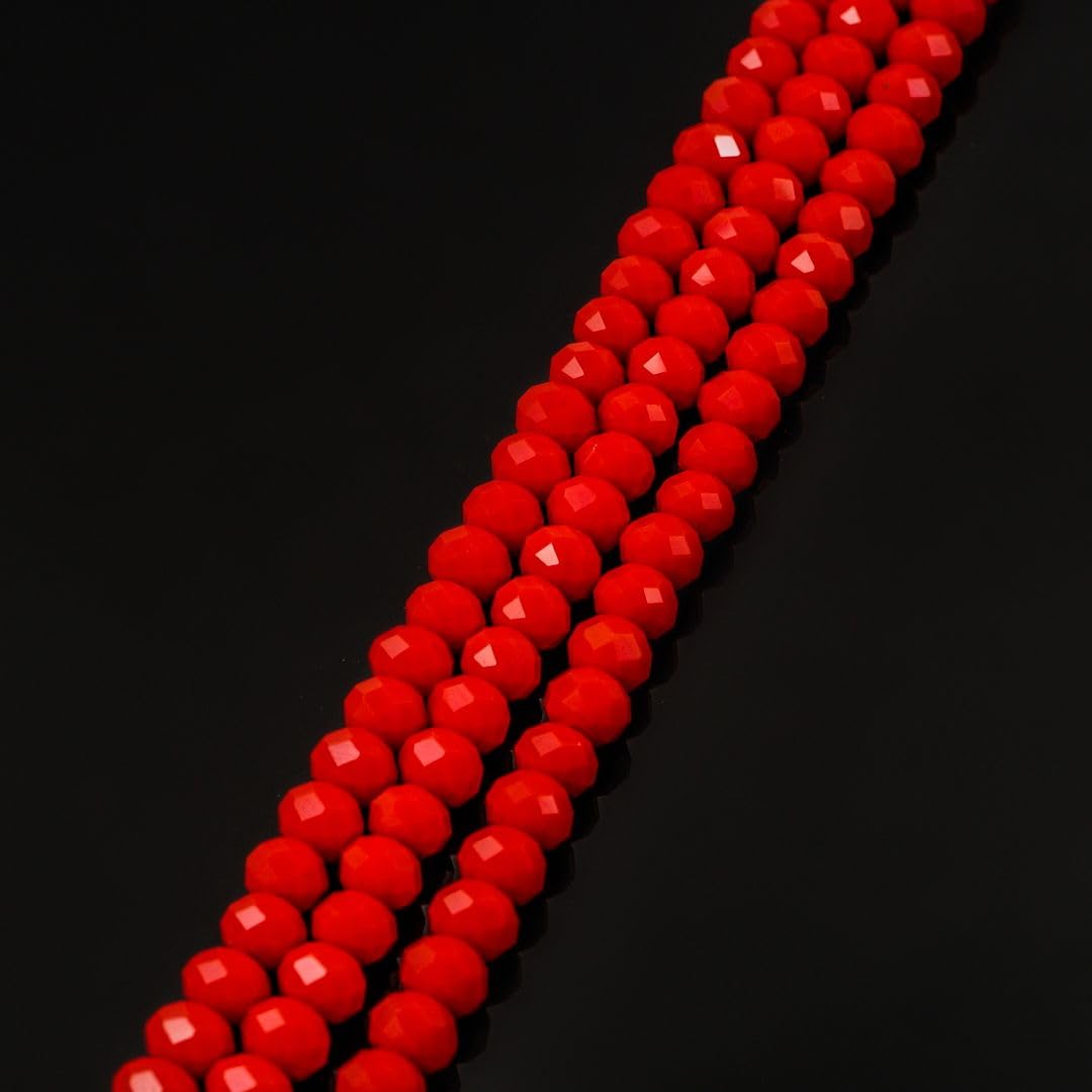 350pcs Czech Faceted Rondelle Crystal Glass Loose Beads 8mm Spacer Bulk Coral red for DIY Craft Jewelry Making CCR835
