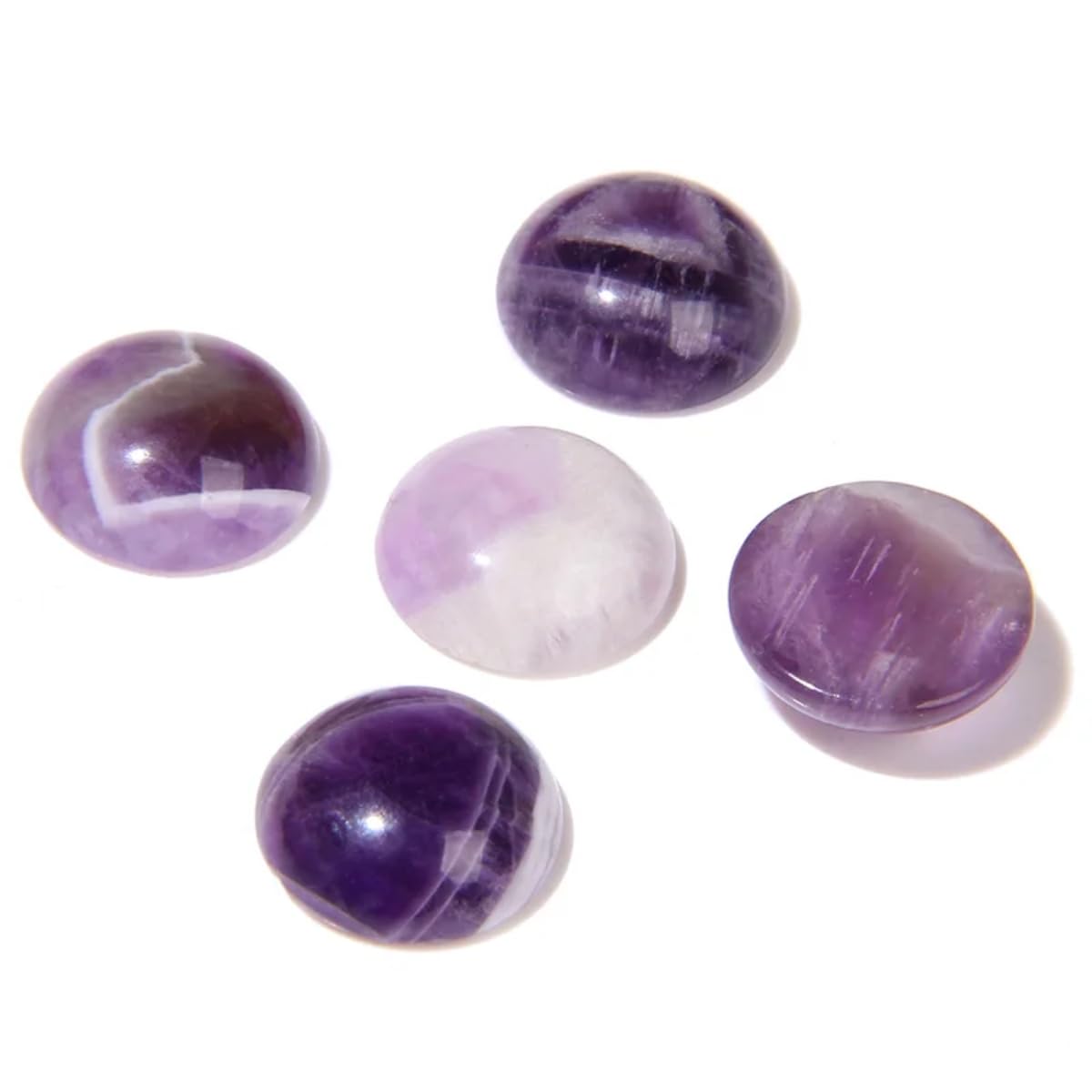 2TTFishoo 20pcs 8mm Natural Stone No Hole Amethyst Semicircle Smooth Cabochons Beads Healing Chakra Crystal Stone Bead for Jewelry Making Rings Earrings Necklace Bracelet DIY Crafts