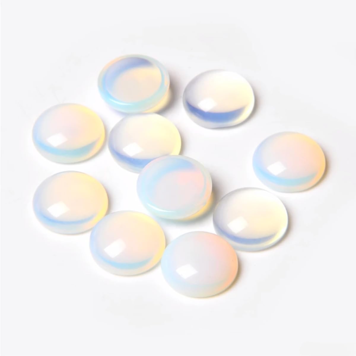 20pcs 6mm Natural Stone No Hole Opal Semicircle Smooth Cabochons Beads Healing Chakra Crystal Stone Bead for Jewelry Making Rings Earrings Necklace Bracelet DIY Crafts