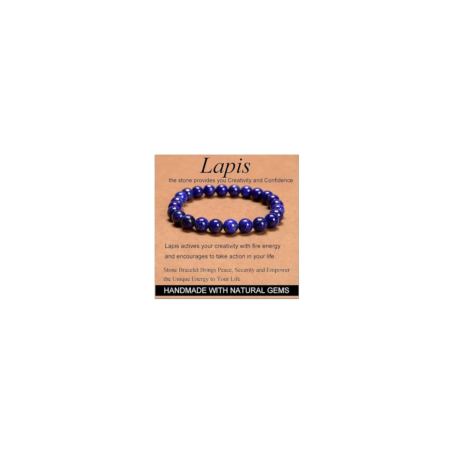 CHELYQST Lapis Lazuli Bracelet - Stone of Creativity and Confidence,Stretch Natural Stone Crystal Beads Jewelry Gifts for Women Men Unisex Adult,8mm