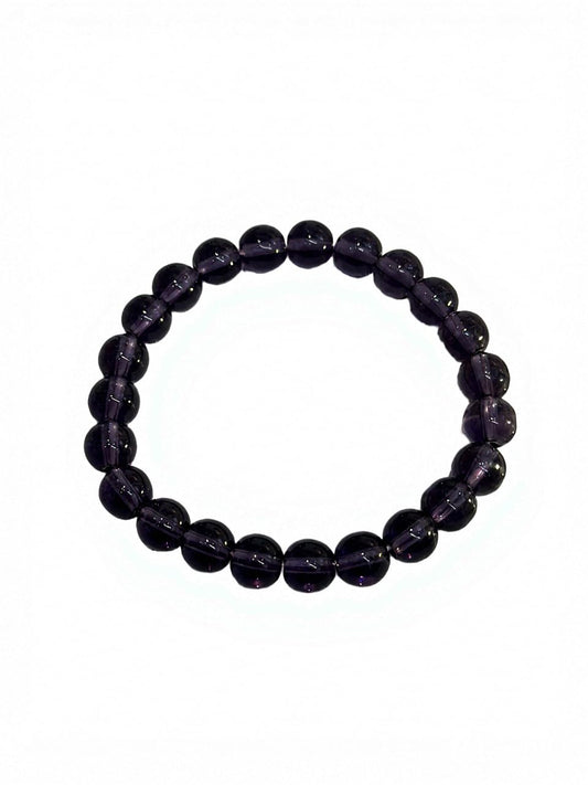 IETWIPNO Stretch Crystal Bracelet for Women,Elastic Beaded Bracelets Set of 1,Multicolor Healing Stone Adjustable Bangle,Gift for Her (8MM Round Purple)