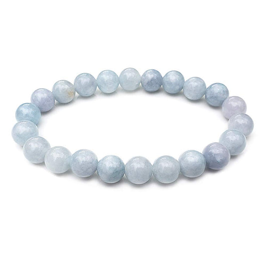 chengmu 8mm Aquamarine Chalcedony Stretch Bracelet Round Stone Beads Semi Gemstone for Crystal Elastic Beaded Bracelet 7.5"