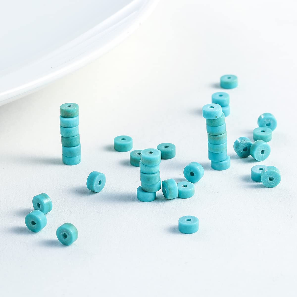 Natural Blue Turquoise Stone Spacer Beads 4x2mm 38cm/str Flat Round Loose Semi Gemstone Caps for Making Bracelets Necklace