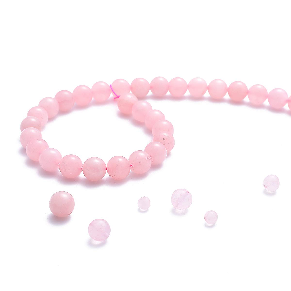 BEADIA Natural Rose Quartz Crystal Stone Round Loose Semi Gemstone Beads for Jewelry Making 6MM 61PCS