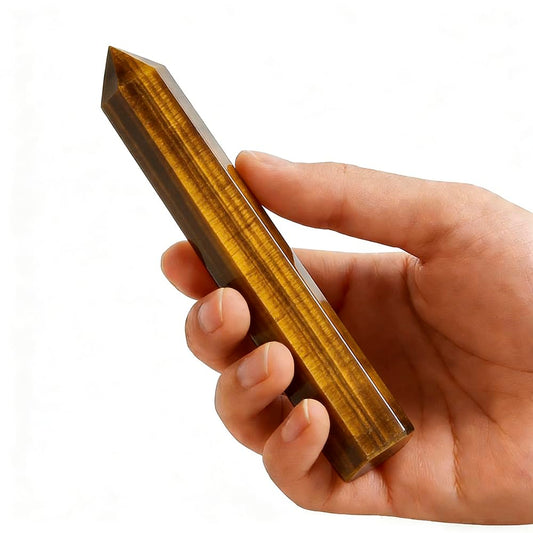 Natural Tiger Eye Stone Crystal Point Wand 5.9 Inch Reiki Healing Crystal Wand for Reiki Chakra Balancing Meditation & Spiritual Energy Therapy(5.9inch Wand Tiger Eye Stone)