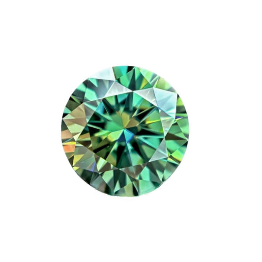 Dlbazoyx Round Color Moissanite Stone Lab Grown Simulated Gemstone Green Blue 0.3-4ct Loose Cut Moissanites Gems (Green, 6.5mm 1ct)