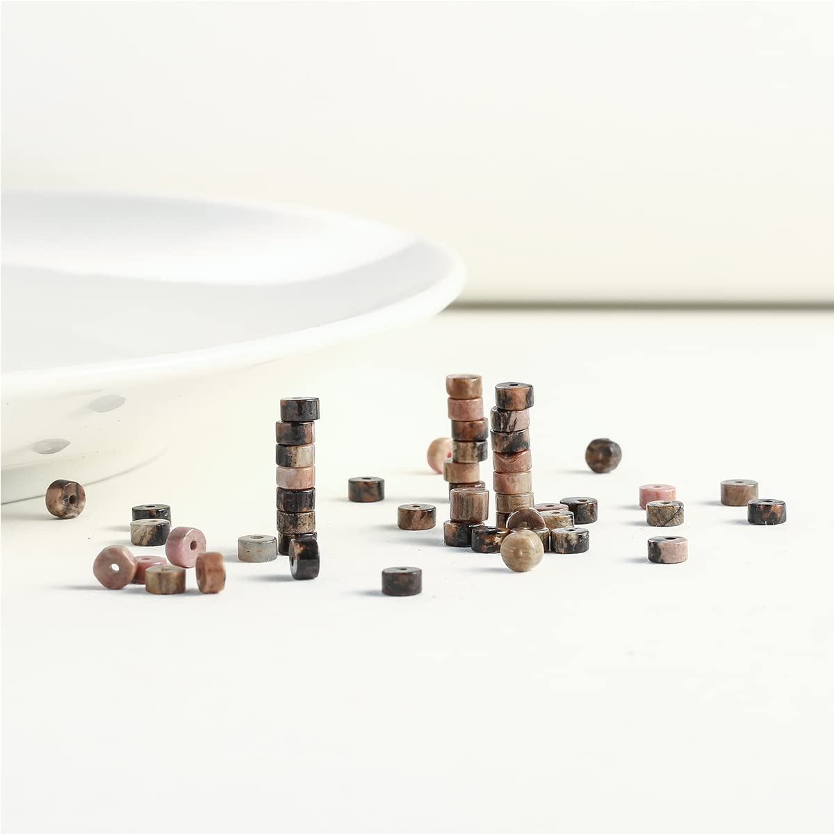 Natural Rhodochrosite Stone Spacer Beads 4x2mm 38cm/str Flat Round Loose Semi Gemstone Caps for Making Bracelets Necklace