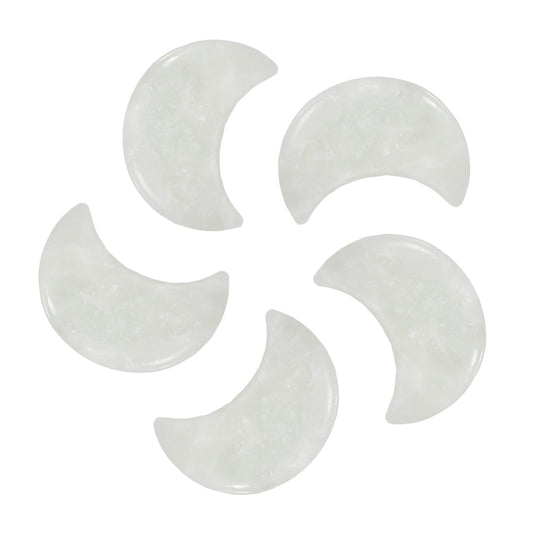 MECCANIXITY 5 Pcs Moon Crystal Worry Stone, 1.2 Inch Length Natural Serpentine Jade Moon Gemstone Bulk, Carved Pocket Stones for Meditation Balancing Pendant Decor