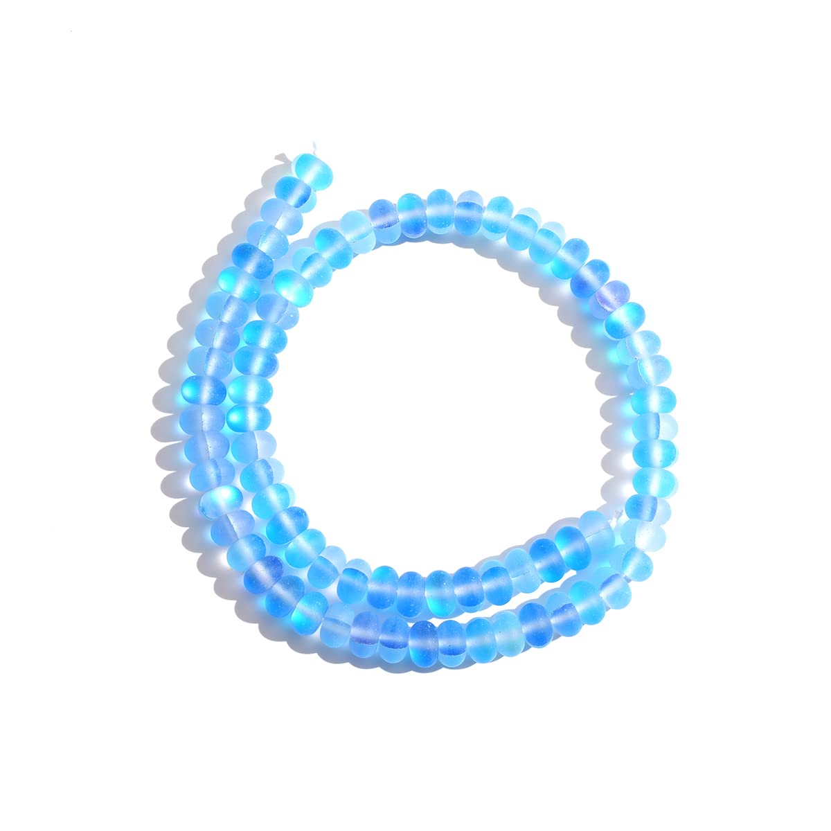 4×6mm Dark Blue Matte Aurora Crystal Glass Beads Loose Rondelle Disc Beads Frosted Moonstone for Jewelry Making
