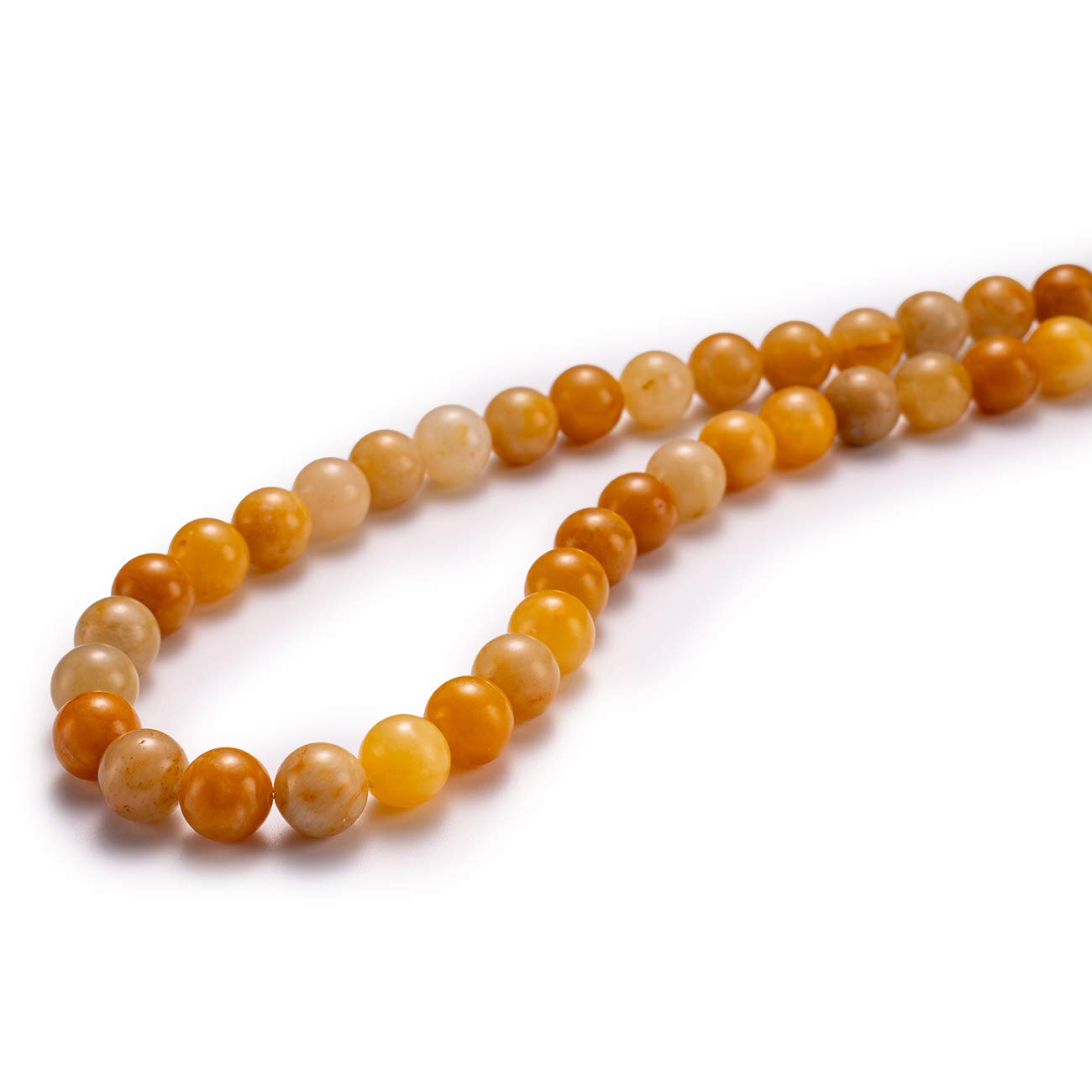 BEADIA Natural Yellow Jade Stone Round Loose Semi Gemstone Beads for Jewelry Making 8MM 44PCS