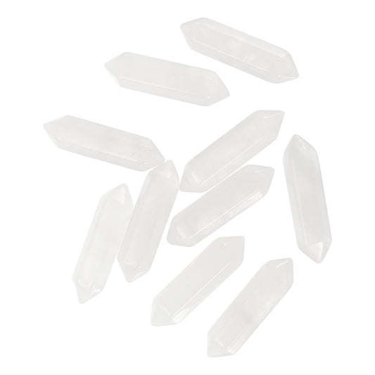 MECCANIXITY 10 Pack Clear White Quartz Crystals, Polished Crystals Bulk Hexagonal Shaped Meditation Gemstone for Jewelry Making Energy Balance Accessories Gifts