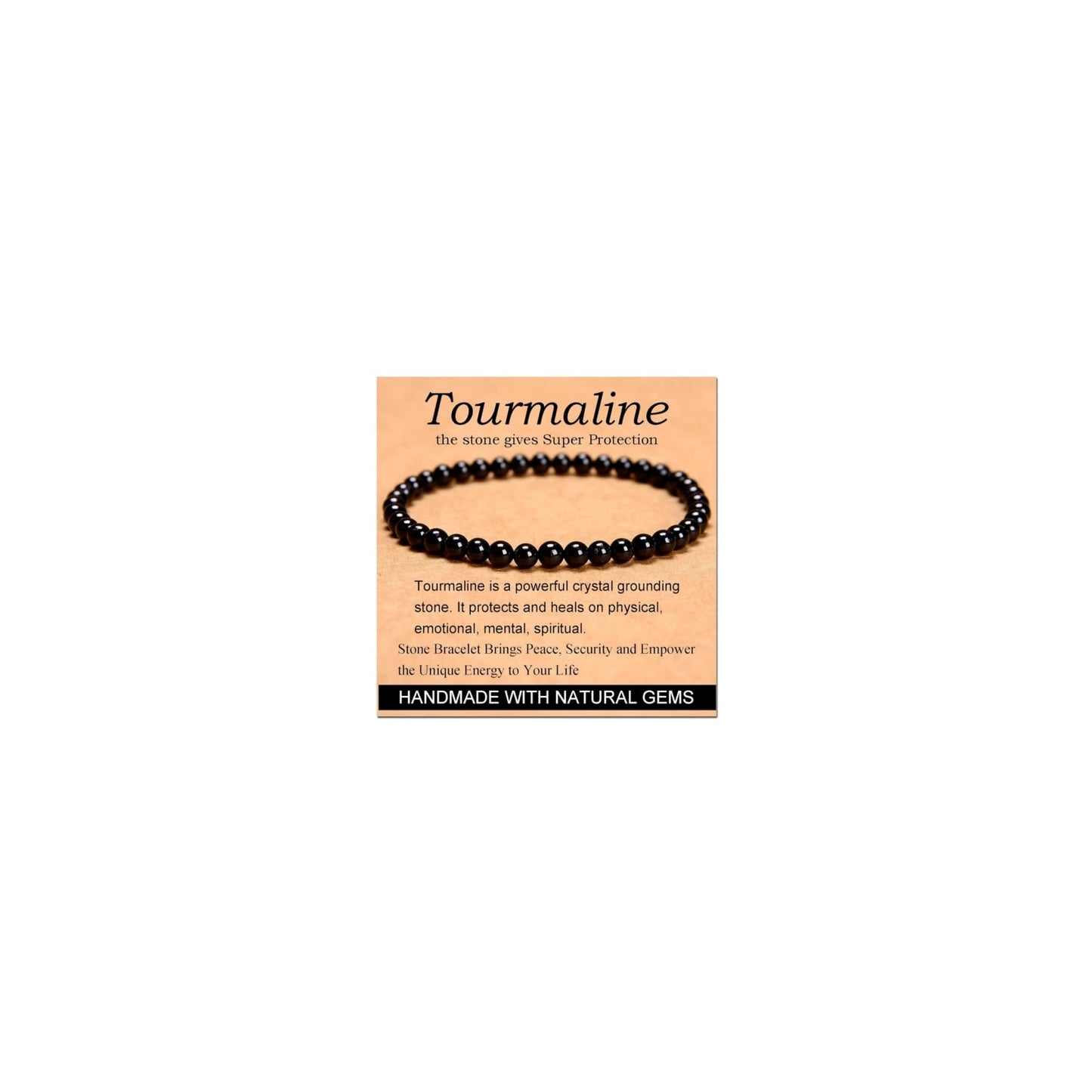 CHELYQST Black Tourmaline Bracelet - Stone of Super Protection,Stretch Natural Stone Crystal Beads Jewelry Gifts for Women Men Unisex Adult,4mm