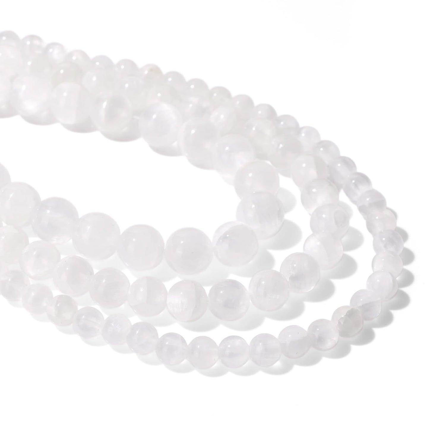 40pcs 10mm Natural Selenite Gemstone Beads Healing Crystal Round Loose Stone Beads for Jewelry Making, Crystal Stone Beads for Bracelets Necklace Earrings Making