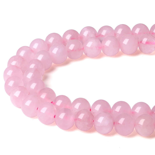 LAIDANLA Rose Quartz 8mm Natural Stone Beads Round Loose Gemstone Stone Beads for DIY Bracelet Necklace Earrings Jewelry Making Polishing Genuine Real Beading Crystal 96PCS 2 Strand 32"