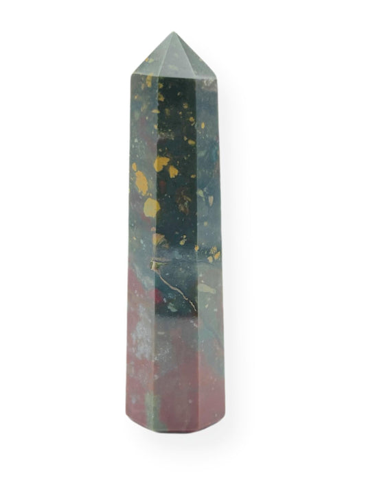 WholesaleGemShop 3 Inch (70 mm) Bloodstone Gemstones Obelisk Tower Jumbo Facet Aura Rock Crystal Natural Polished Earth Wand Spirit