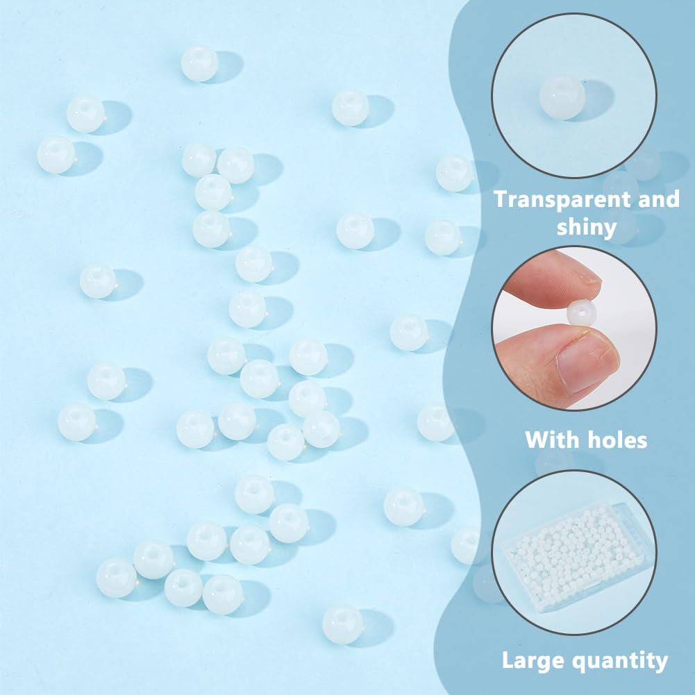 DICOSMETIC 300Pcs Natural Stone Beads Opalite Round Beads 6mm Opal Gemstone Round Bead Loose Stone Bead for Earrings Bracelets Jewelry Making, Hole: 1mm